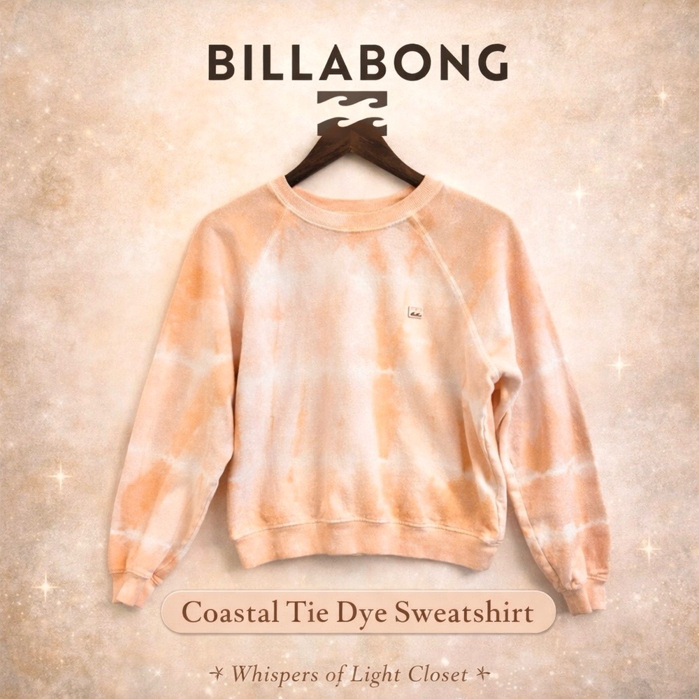 Billabong Peach Tie Dye Sweatshirt Size L Coastal Surf Pullover
